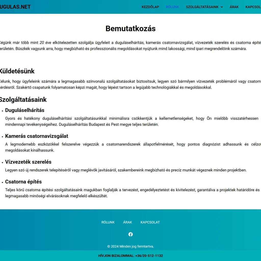 A szakik webese - Duguláselhárító Rólunk oldal előtte